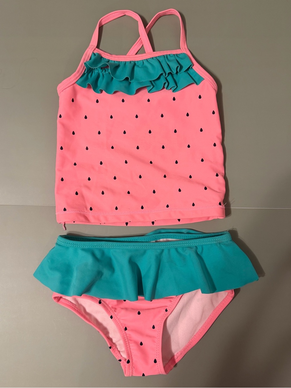 Carter's Pink & Teal Ruffle Tankini Swim Set